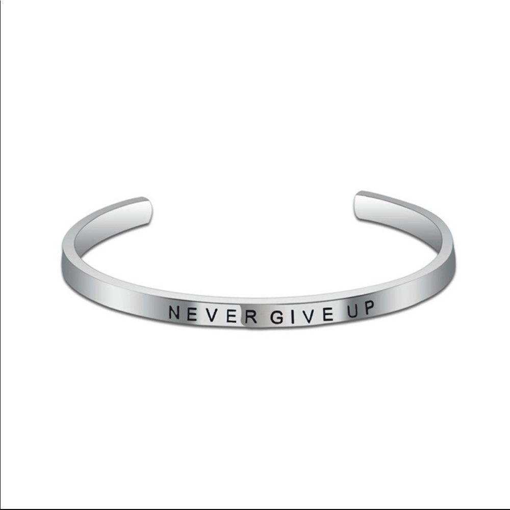 Never Give Up Inspirational Cuff - Picture 1 of 7